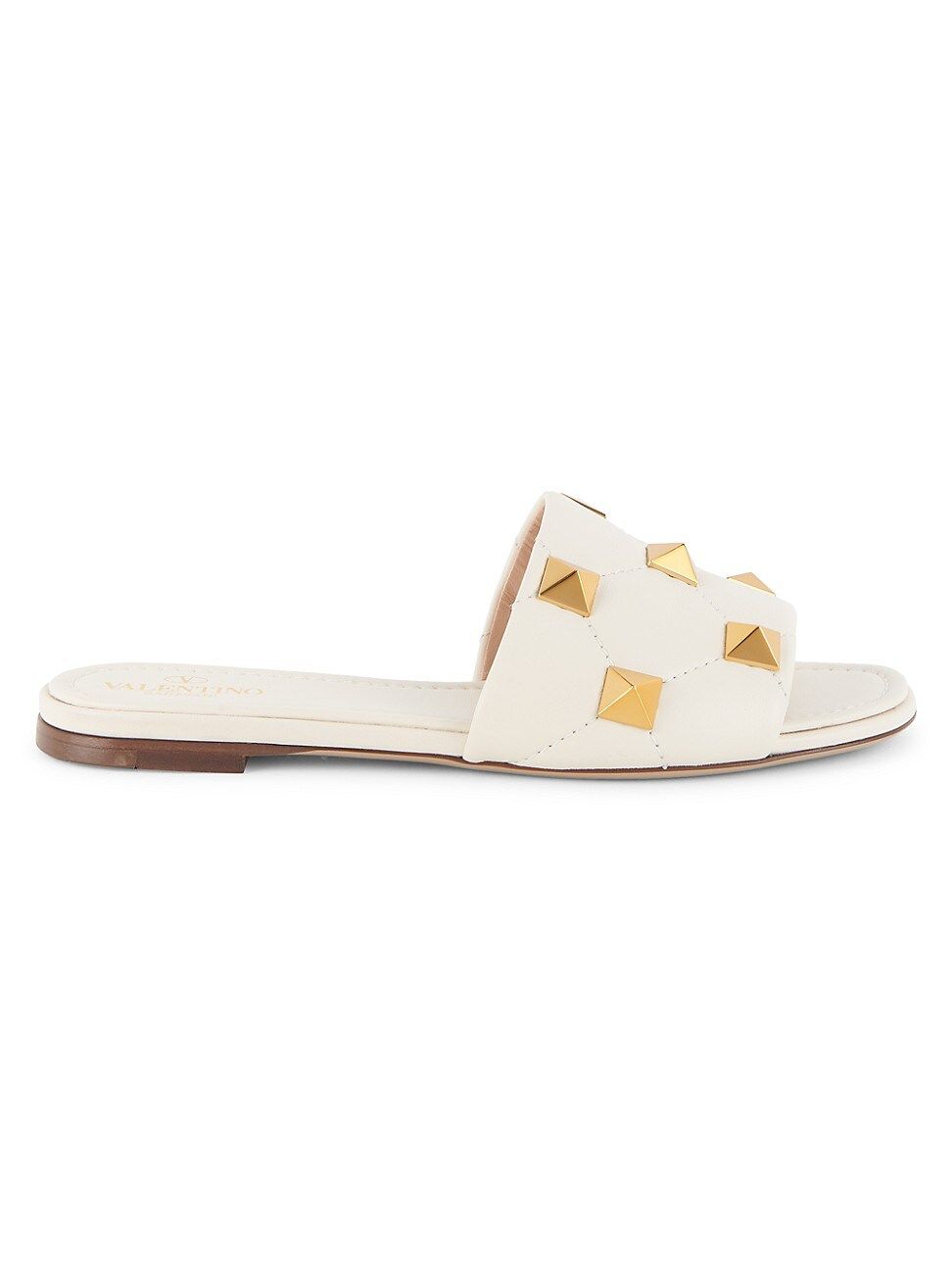 Valentino Women's Valentino Garavani Roman Stud Leather Slides - Light Ivory - Size 6.5 Sandals | Saks Fifth Avenue