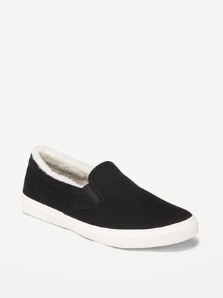 Sherpa-Lined Canvas Slip-On Sneakers for Women | Old Navy (US)