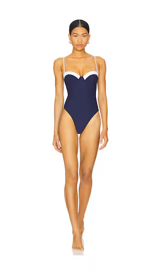 Cordelia One Piece in Navy Blue & White | Revolve Clothing (Global)