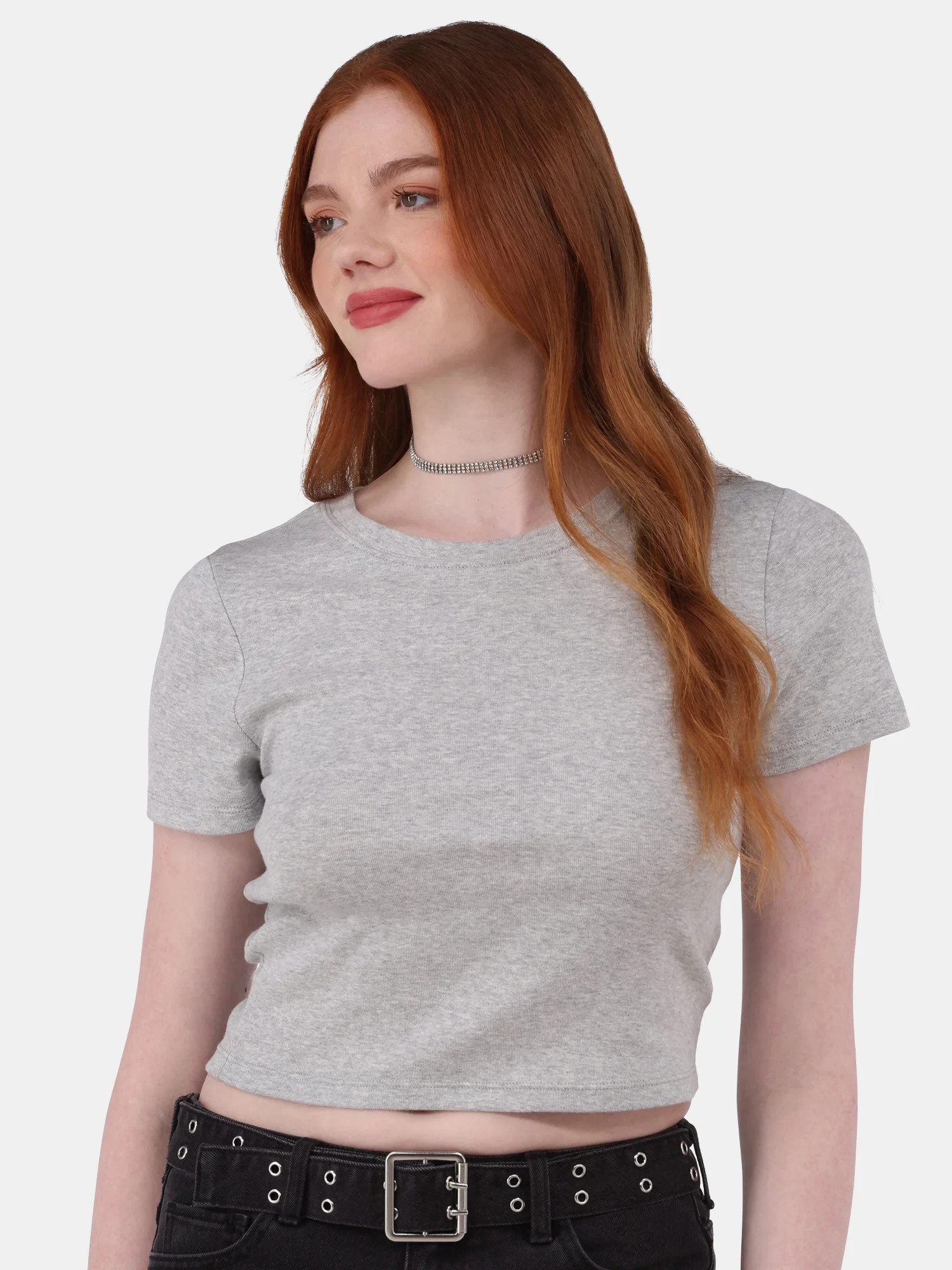 No Boundaries Crop Crew Tee, Women's | Walmart (US)