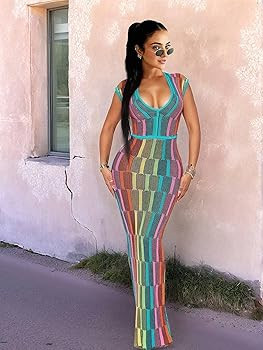 Rainbow colored knit dress/coverup  | Amazon (US)
