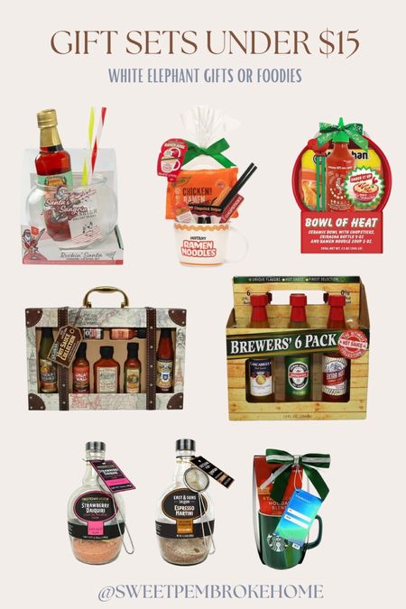 Christmas gift sets under $15 perfect for foodies, white elephant gifts or something a little more fun! #giftsets #whiteelephant #whiteelephantgifts #giftsforfoodies

#LTKSeasonal #LTKHoliday #LTKGiftGuide