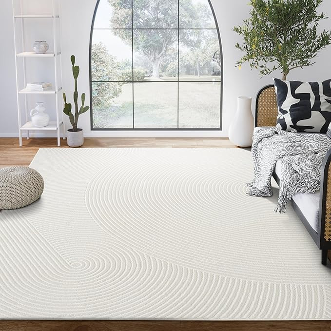 Abani Neutral Cream Area Rug 8' x 10' | White Luxury Zen Carpet | Minimalist Ivory Rugs for Bedro... | Amazon (US)