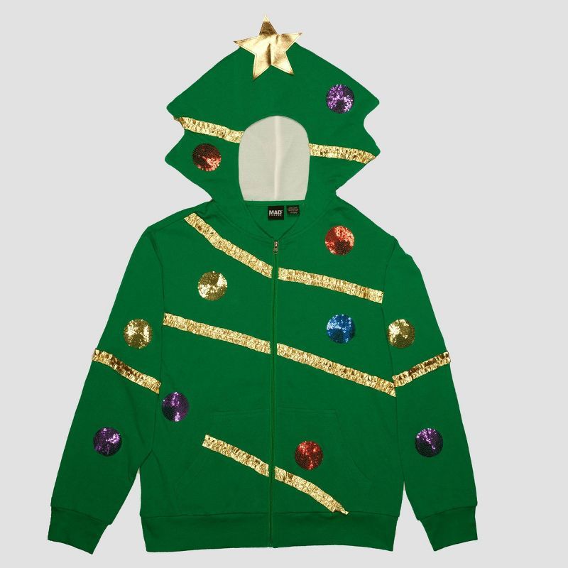 Men's Christmas Tree Zip-Up Sweatshirt - Green | Target
