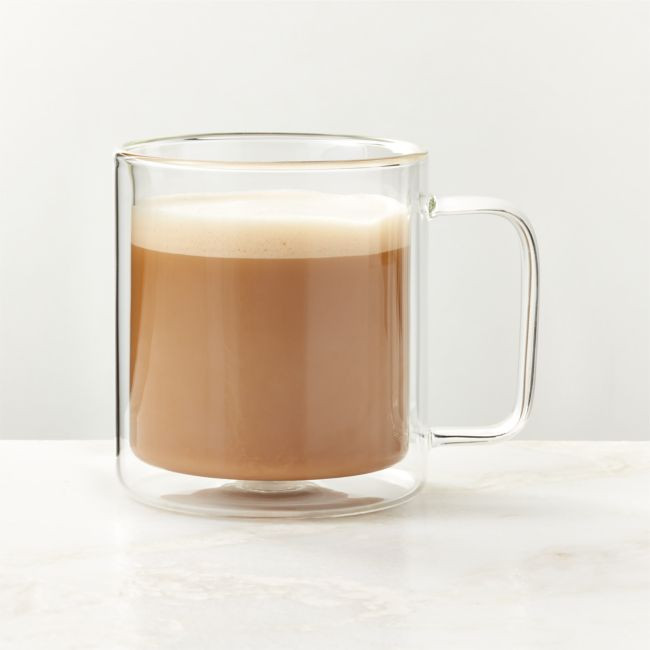 Cantina Clear Double Wall Glass Coffee Mug 15oz | CB2
