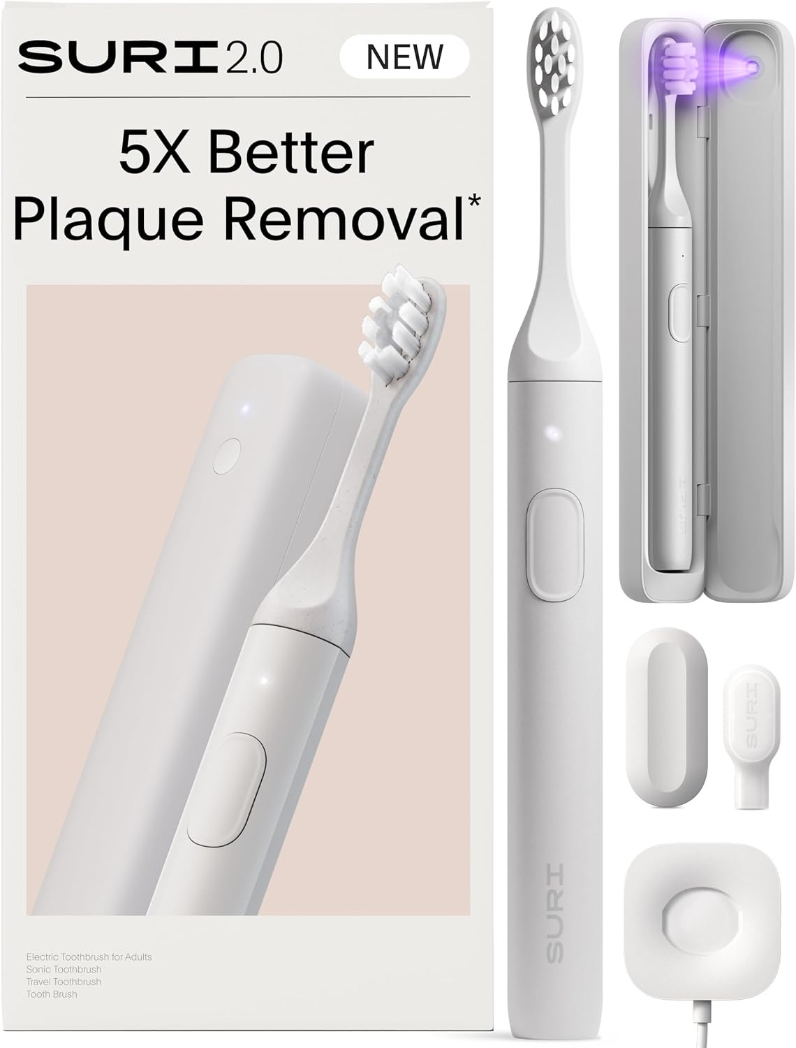 SURI 2.0 New Sonic Electric Toothbrush | Pressure Sensor & UV-Cleaning Travel Case | 1 Month+ Bat... | Amazon (UK)