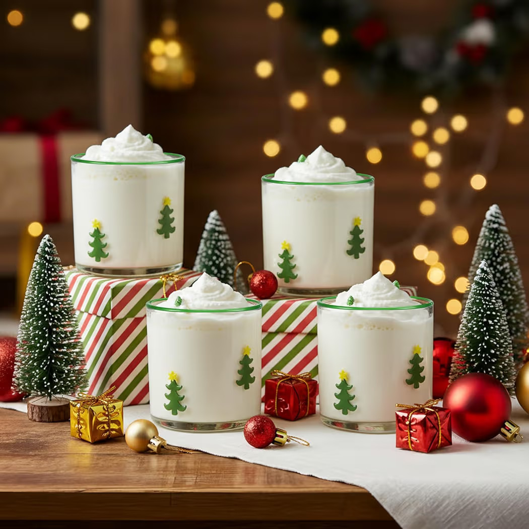 Vesici 4 Pack Christmas Icon Glass Cups 14oz Xmas Icon Juice Glass Christmas Coffee Mugs Double O... | Amazon (US)