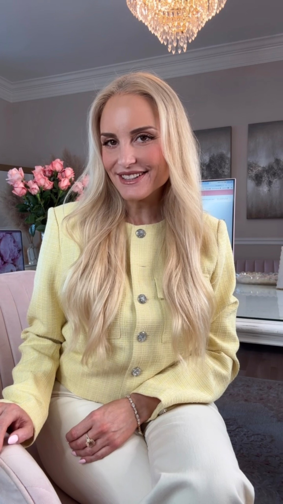 The cutest yellow tweed blazer! Comes with a matching skirt that I absolutely adore too but for today I wore it with cream jeans. These jeans are very nice and comfy, and you can size down if you are between sizes because they have some stretch. I have so many white jeans, but never had a pair that are off-white or cream like this. Love them and they go with so many of my tops!! 

#LTKootd #LTKgrwm #LTKdayinmylife