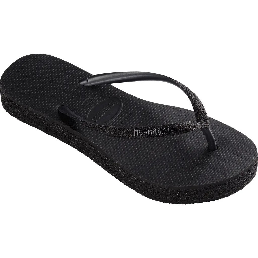 Havaianas Slim Sparkle Flatform Flip Flop in Black at Nordstrom Rack, Size 7/8 | Nordstrom Rack