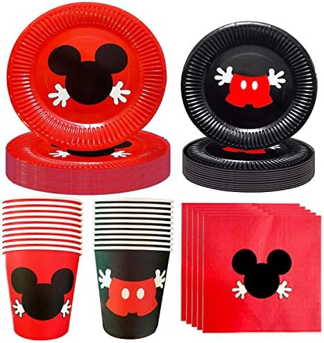 Yuying Mickey Birthday Party Supplies ,40pcs Mouse Paper Plates,20pcs Cups,40pcs Napkins ,Mickey Pla | Amazon (US)