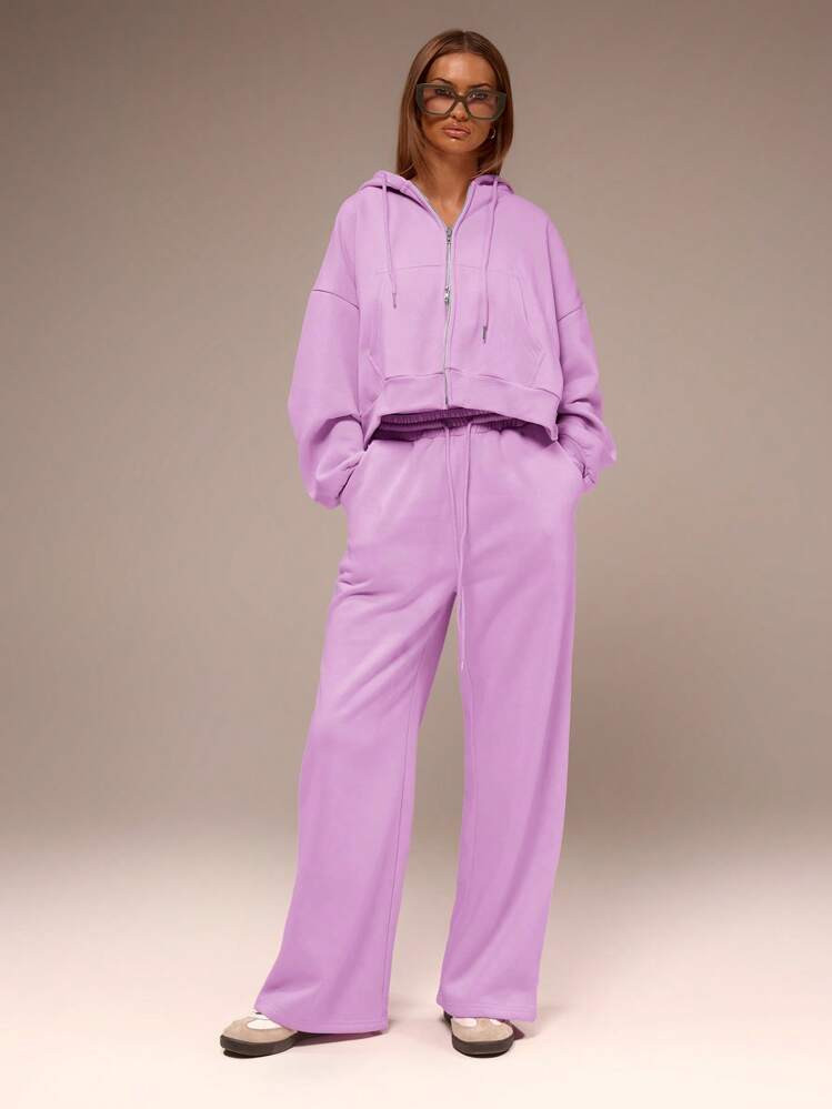 MUSERA Pocket Detail Wide Leg Sweatpants, Airport, Casual | SHEIN