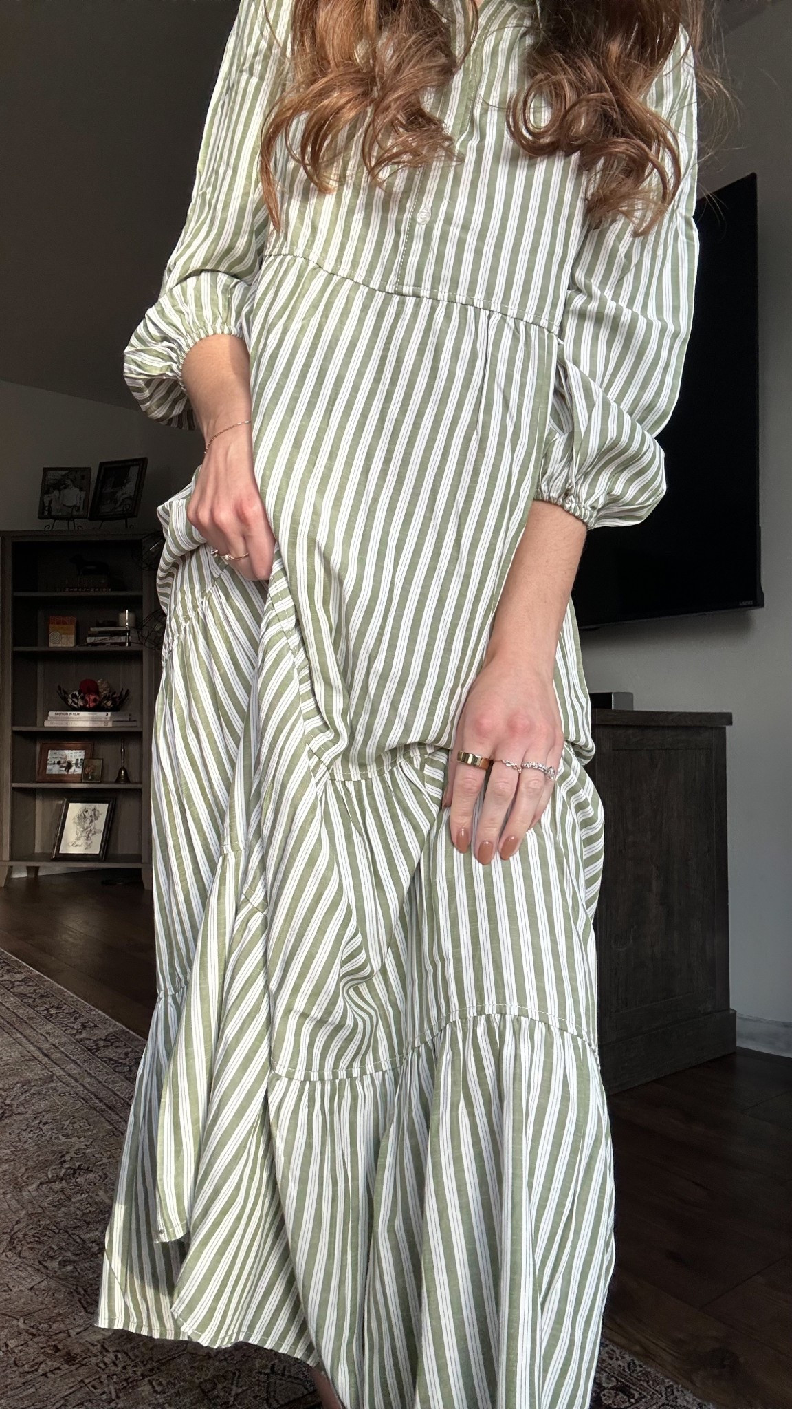 Pregnancy style: bump friendly linen blend striped spring dress (wearing size XS)

#LTKBump #LTKFindsUnder50