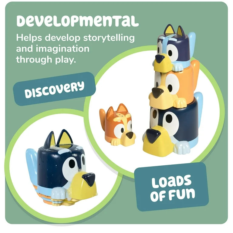 Toomies Bluey's Family Pourers - Including Chilli, Bandit, Bingo, and Bluey - Nesting and Stackin... | Walmart (US)
