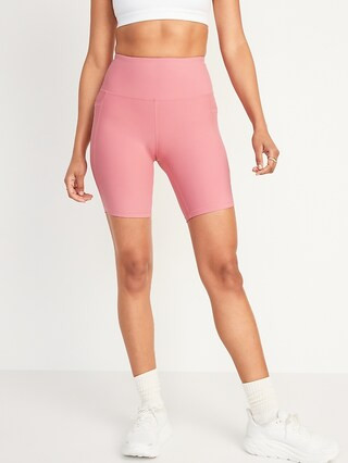 High-Waisted PowerSoft Side-Pocket Biker Shorts for Women -- 8-inch inseam | Old Navy (US)