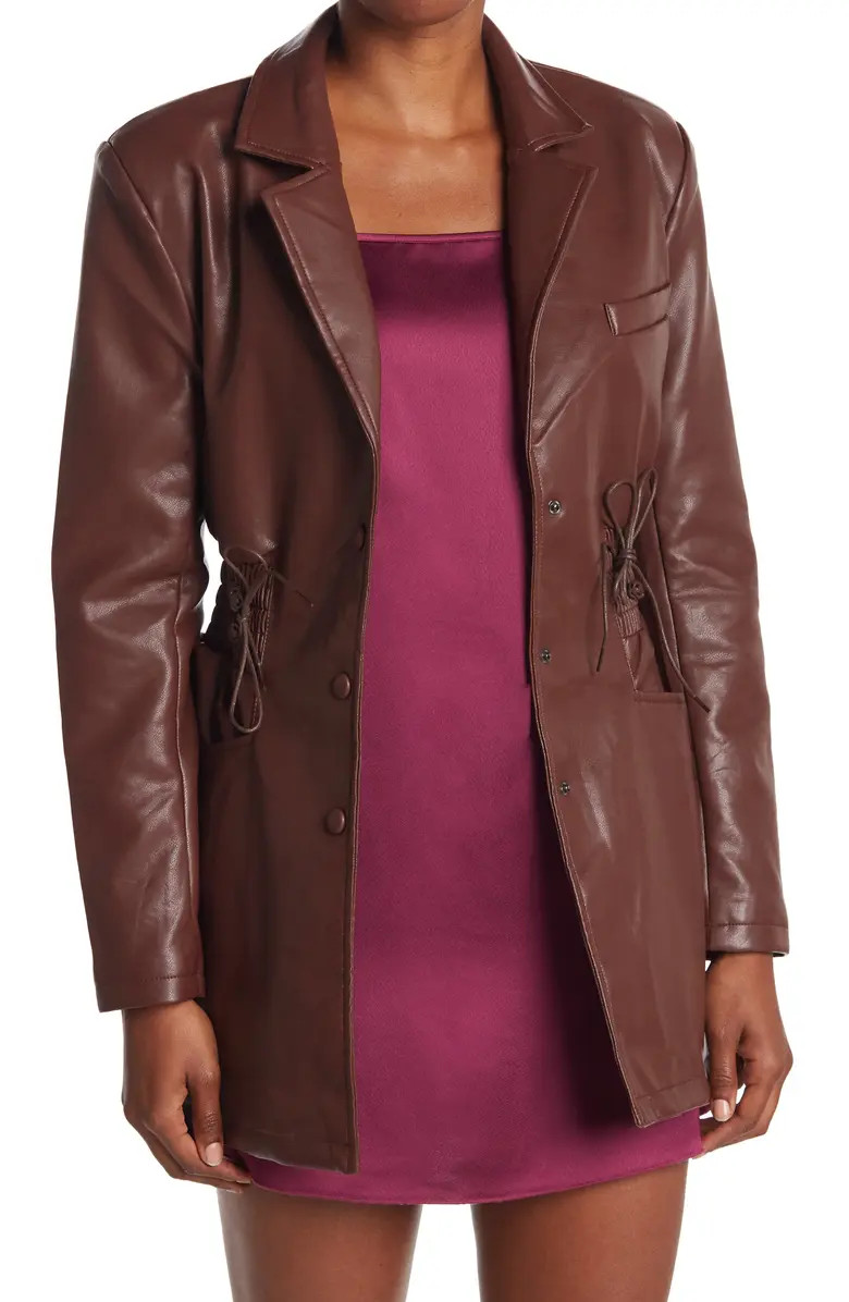 AZALEA WANG Faux Leather Smocked Waist Blazer Jacket | Nordstromrack | Nordstrom Rack