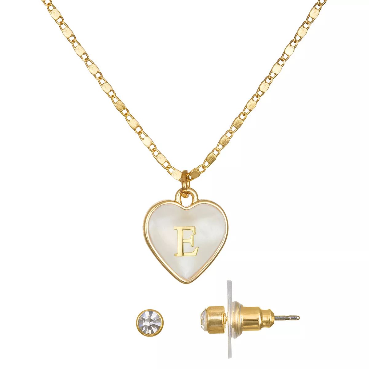 LC Lauren Conrad Initial Heart Necklace & Earrings Set | Kohl's