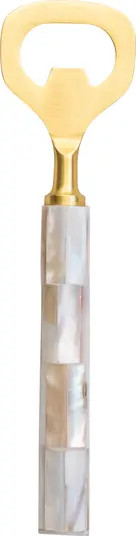 Storied Home Stainless Steel and Mango Wood Bottle Opener with Mother of Pearl Inlaid Handle, Gol... | Nordstrom