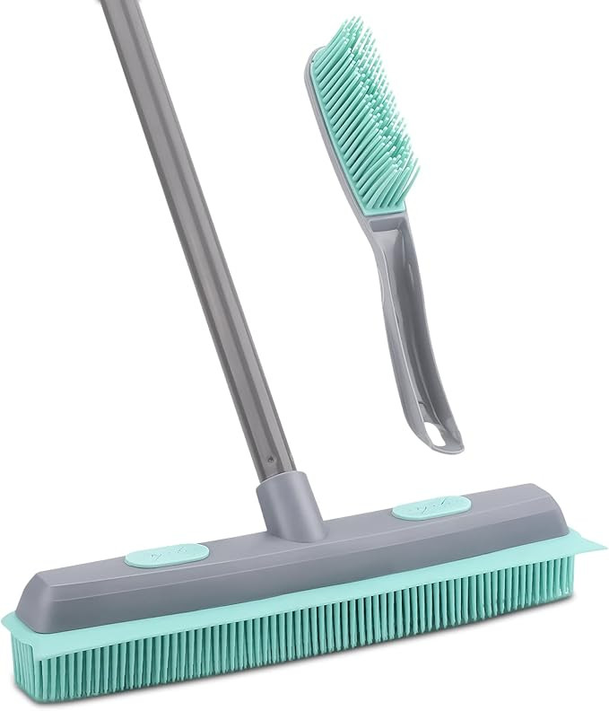 Conliwell Rubber Broom Carpet Rake for Pet Hair, Fur Remover Broom with Squeegee, Portable Detail... | Amazon (US)