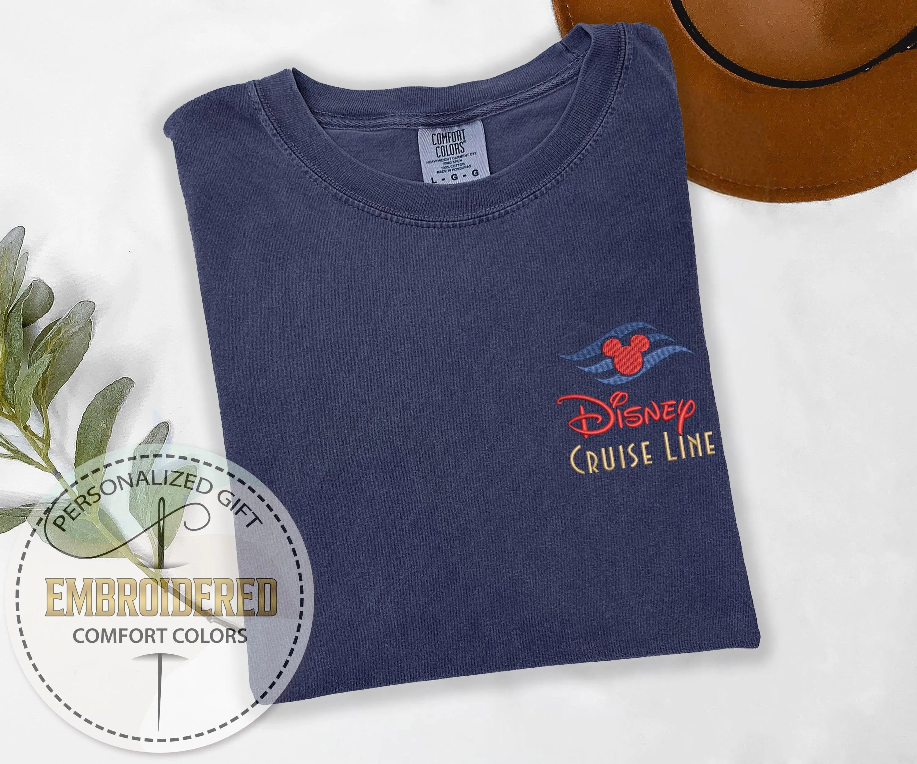 Disney Cruise Line Embroidered Comfort Colors Tee, Mickey Pocket Shirt, Cruise Trip Outfit, Gift For Disney Moms, Nautical Vacation Tee | Etsy (Global)