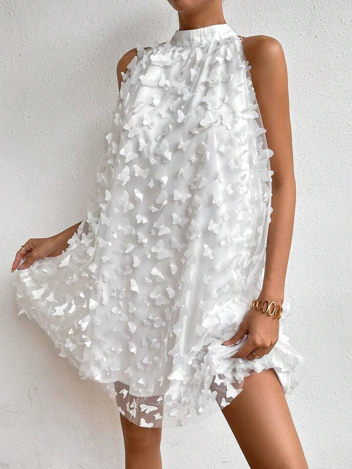 SHEIN Privé Borboleta Apliques Halter Decote Vestido | SHEIN