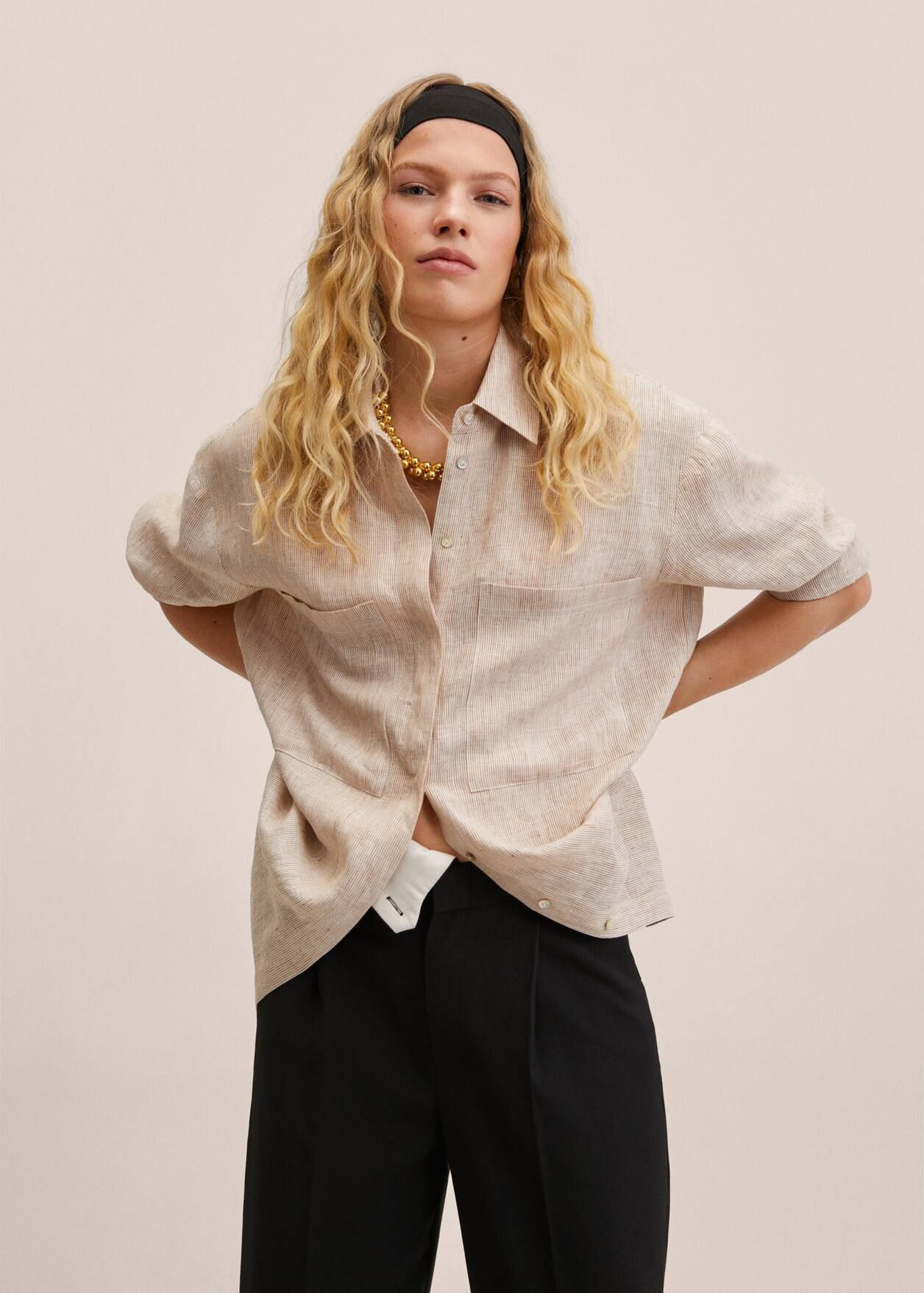 Linen oversize shirt | MANGO (US)