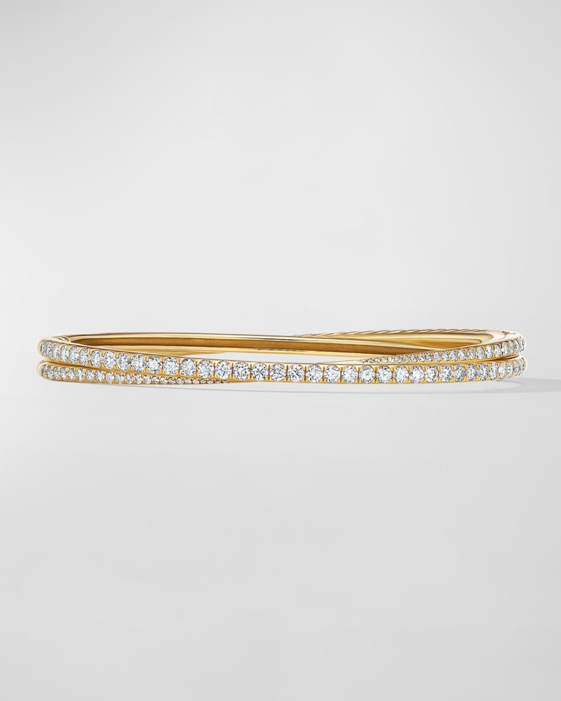 2-row Pave Crossover Bracelet with Diamonds And Gold | Neiman Marcus