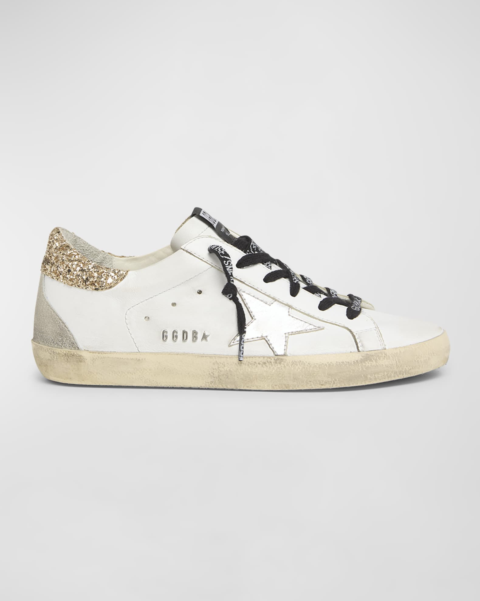 Superstar Glitter Leather Low-Top Sneakers | Neiman Marcus