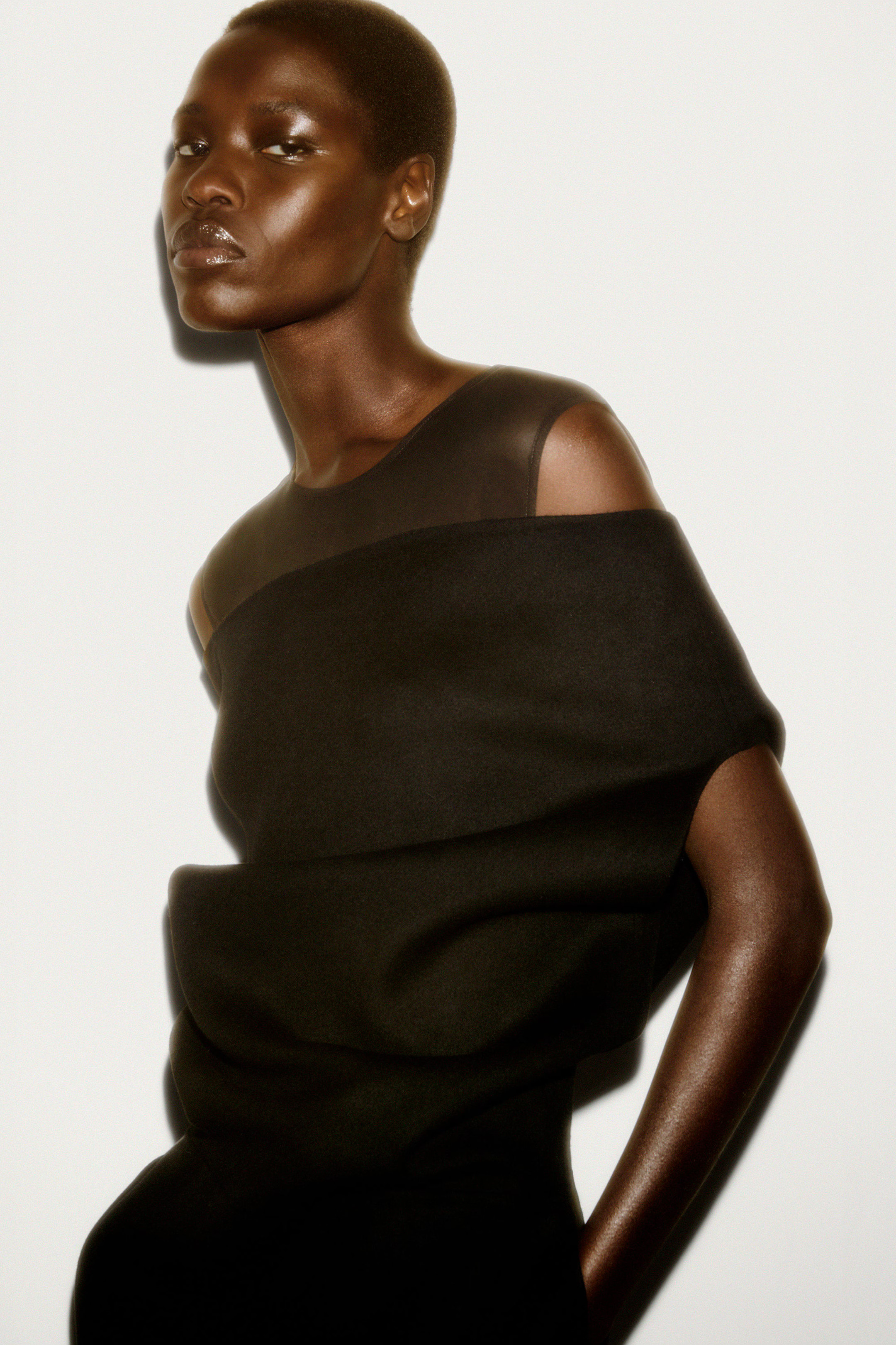 OFF-THE-SHOULDER  WOOL-SILK DRESS - CARBON | COS (US)