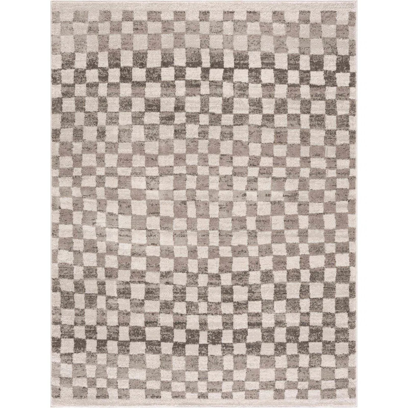 Jasha Checkered Beige/Brown Area Rug | Wayfair North America
