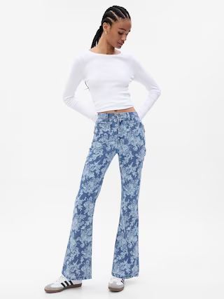 Gap × LoveShackFancy High Rise Floral ‘70s Flare Jeans with Washwell | Gap (CA)