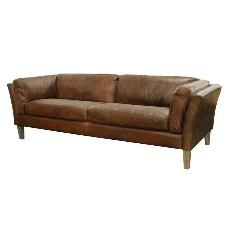 Beccles 85.43'' Genuine Leather Flared Arm Sofa | Wayfair North America