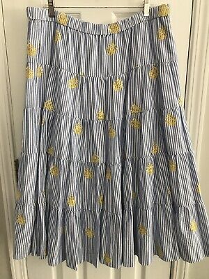 NWT J.Crew Pineapple Embroidered Prairie Skirt in Three Full Gathered Tiers XL | eBay US