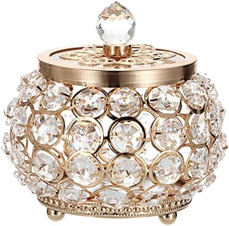 Hipiwe Crystal Jewelry Box with Glass Lid Small Trinket Organizer Mirrored Treasure Box Ring Hold... | Amazon (US)