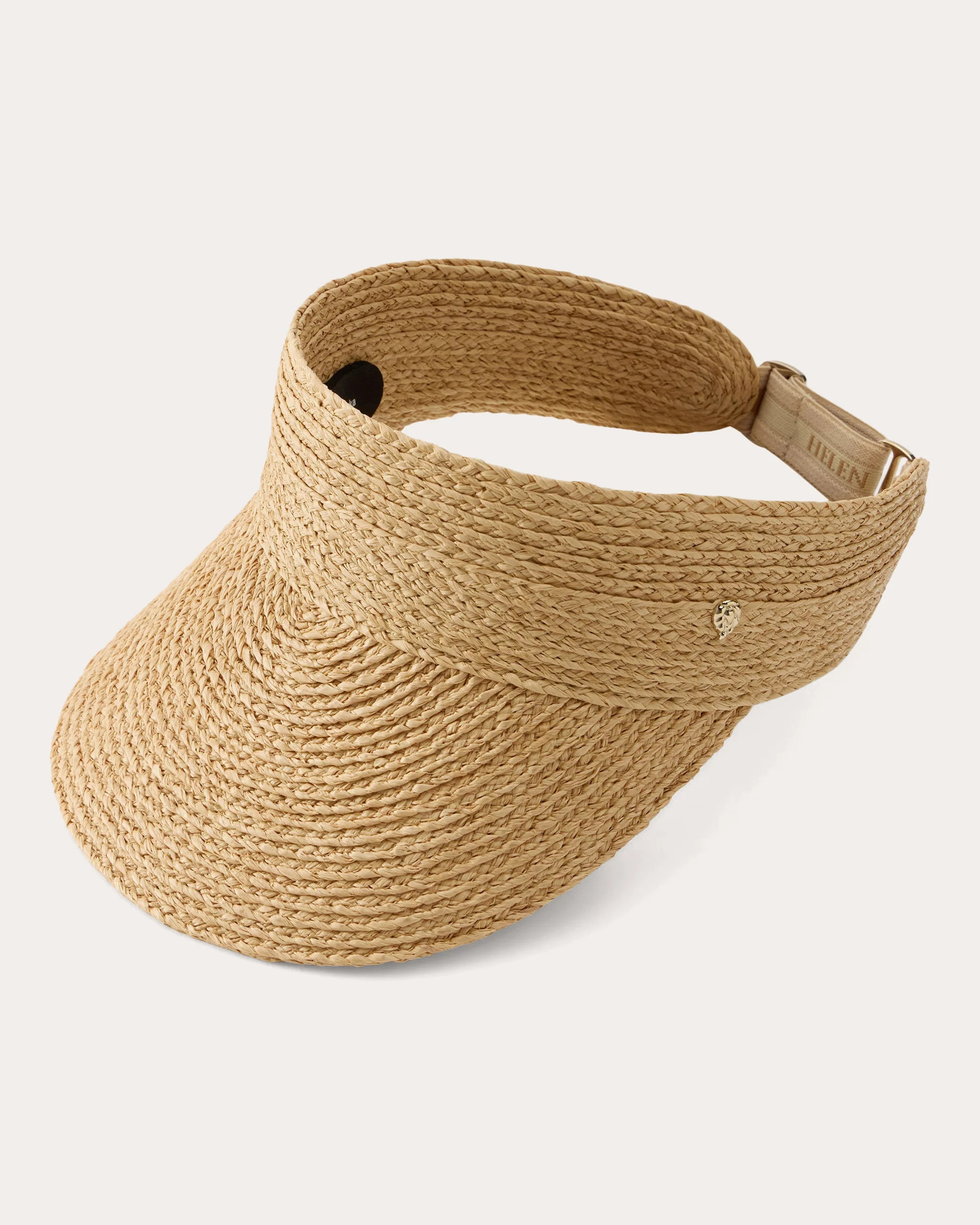 Helen Kaminski Women's Kenna Braided Raffia Visor in Neutral Rubber/Natural Rubber/Raffia | Olivela