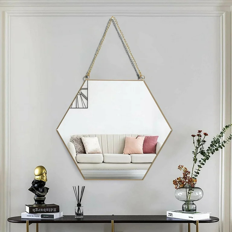 Miumaeov Hexagon Gold Mirror Small Decorative Hanging Mirrors for Wall Home Bathroom Bedroom Livi... | Walmart (US)