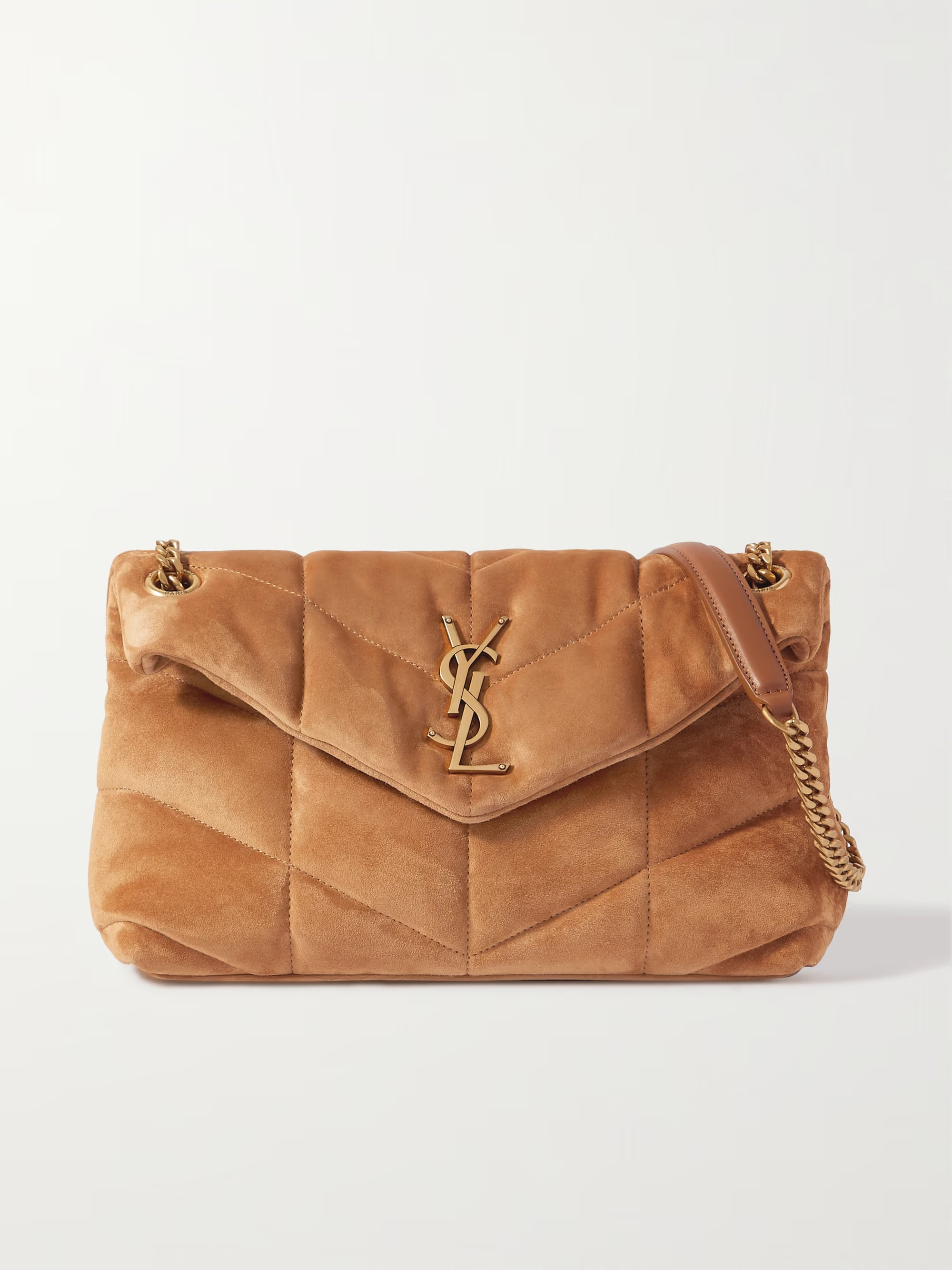 Loulou Puffer small quilted suede shoulder bag | NET-A-PORTER (US)