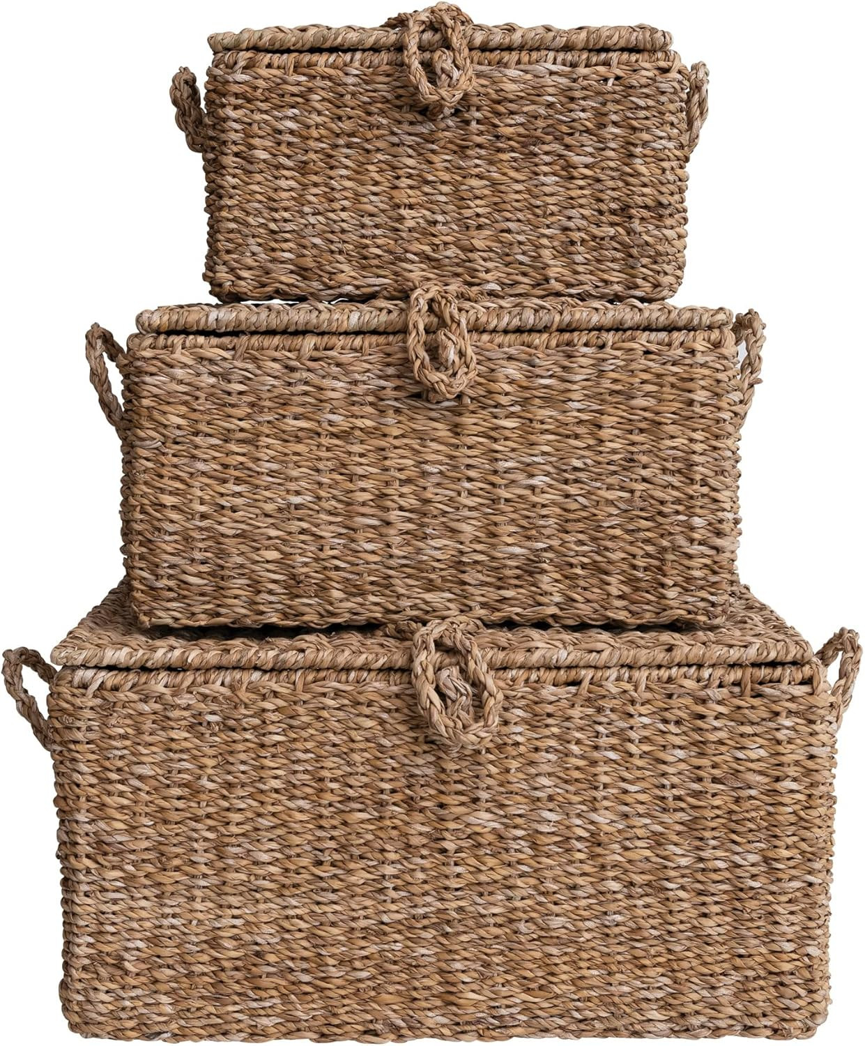 Creative Co-Op Woven Seagrass Storage Trunks, Set of 3 Sizes, Natural | Amazon (US)