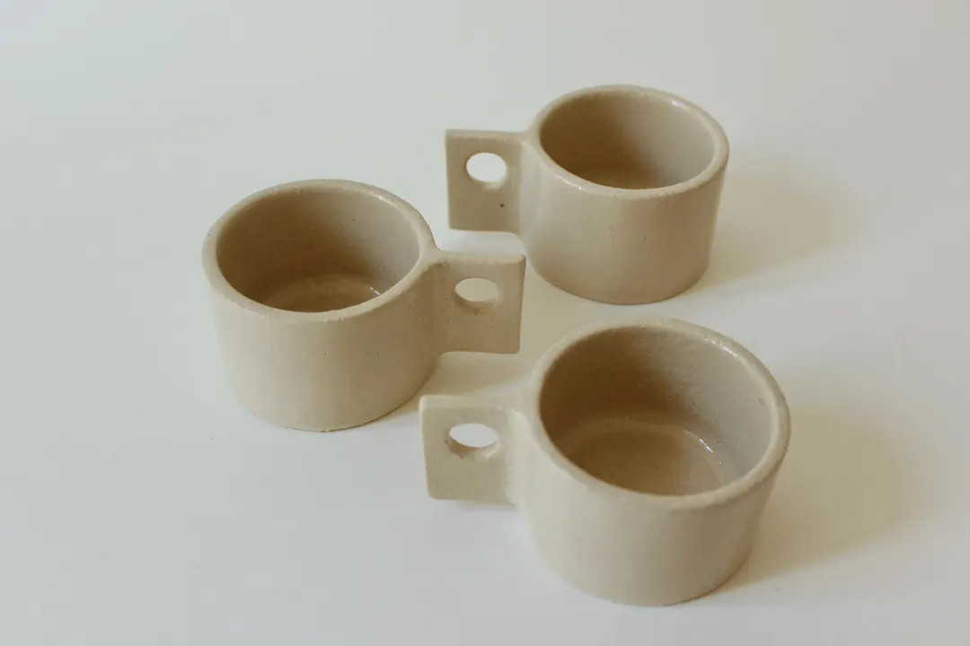 Minimalist design ceramic espresso cup - white chamotte stoneware - handcrafted in France | Etsy (US)