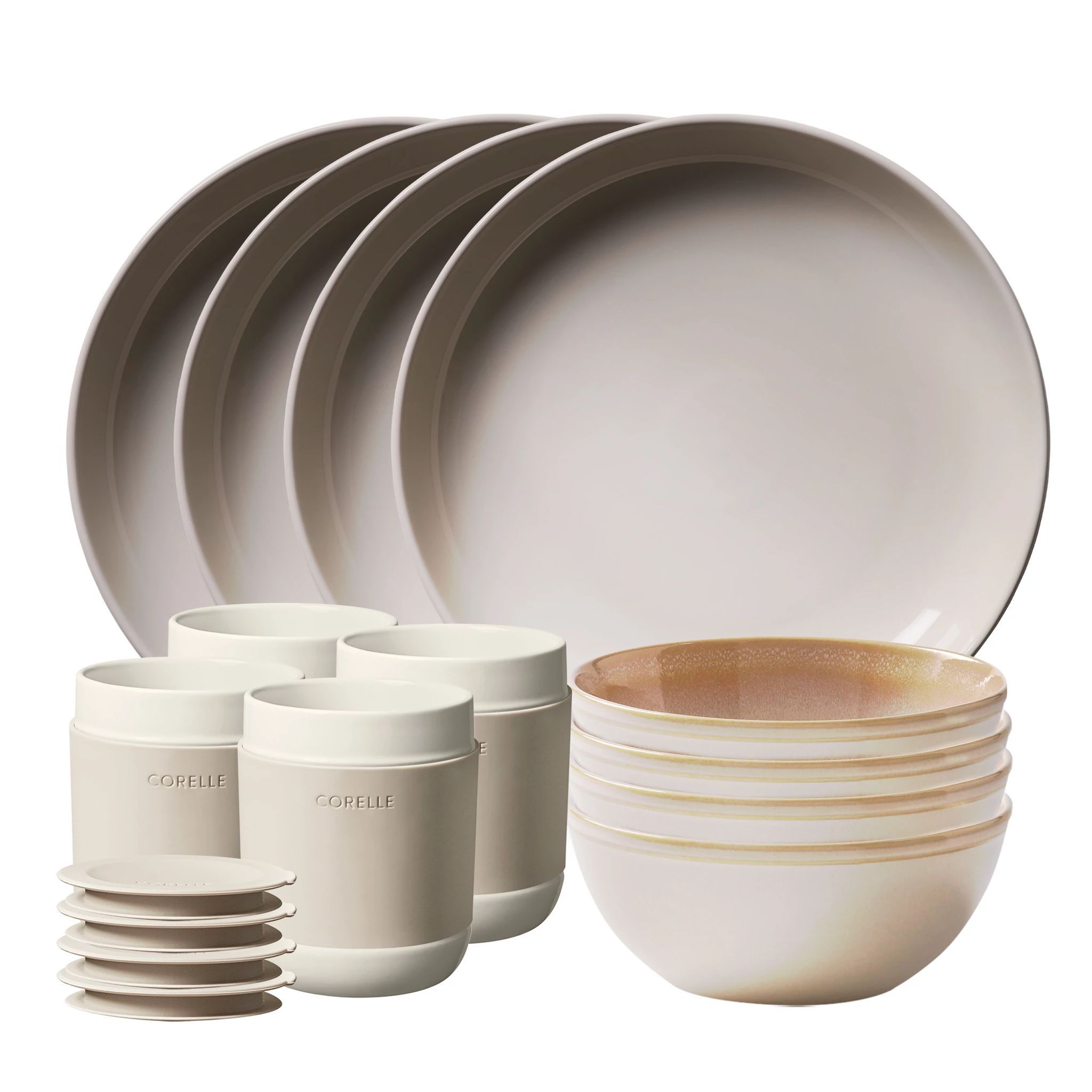 Stoneware 16-piece Dinnerware Set, Service for 4, Oatmeal | Corelle
