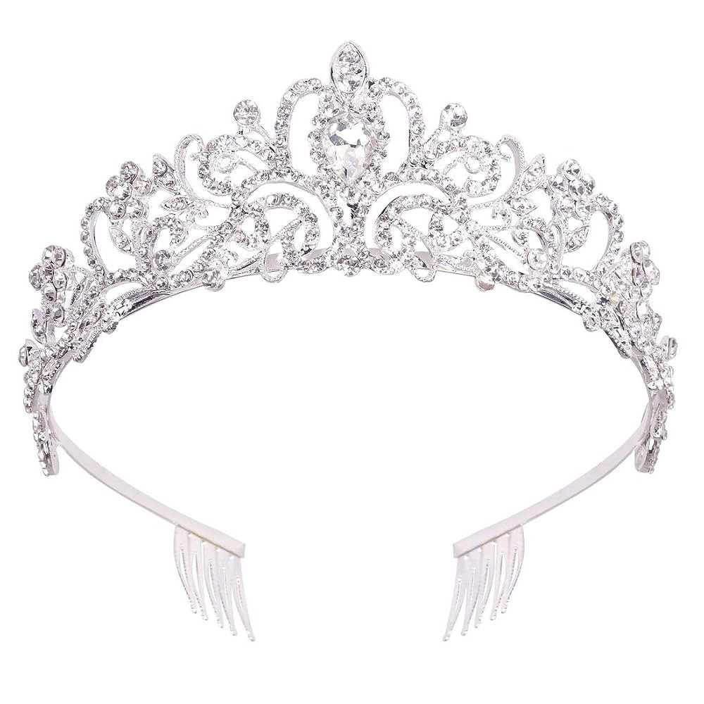 Didder Silver Crystal Tiara Crown Headband Princess Elegant Crown with combs for Women Girls Brid... | Amazon (CA)