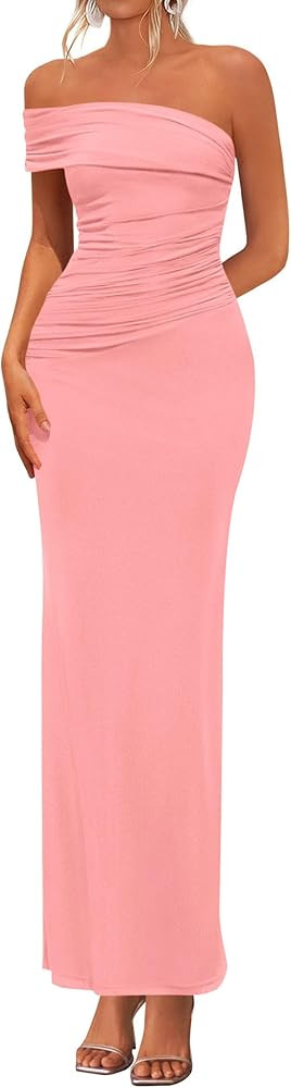 PRETTYGARDEN Women's 2026 Wedding Guest Cocktail Dresses One Off The Shoulder Ruched Bodycon Form... | Amazon (US)