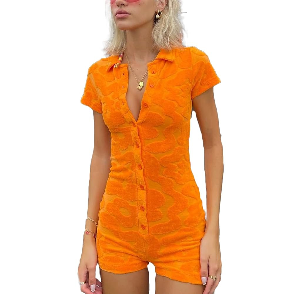 RUEWEY Women V-Neck Shorts Jumpsuit One Piece Bodysuit Pajama Long Sleeve Bodycon Rompers Overall | Amazon (US)
