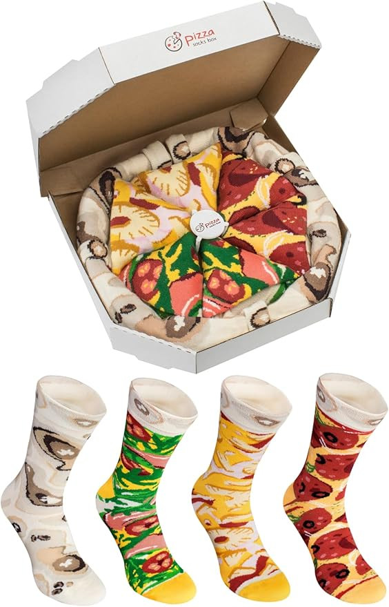 Rainbow Socks - Pizza Box Socks - 4 pairs MIX Hawaii Italian Pepperoni Cotton Socks - Made In Eur... | Amazon (US)