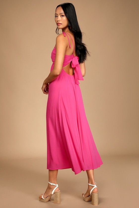 Pink Tie-Back Maxi Dress Pink Dress Wedding Guest Dress Evening Dresses Party Dresses Spring Dress | Lulus (US)