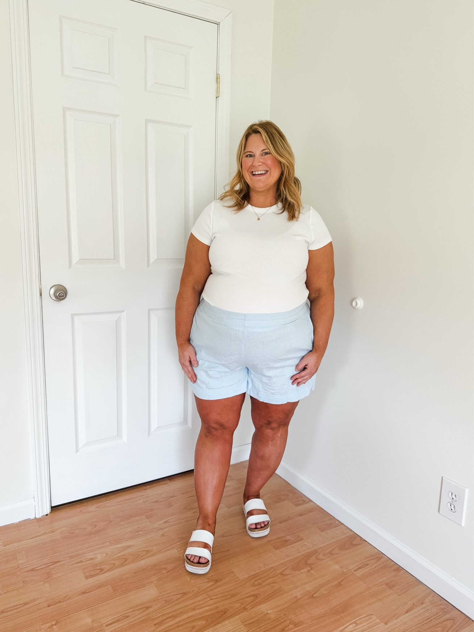 Wearing an XL in my shorts and tee.

#LTKBump #LTKMidsize #LTKSaleAlert
