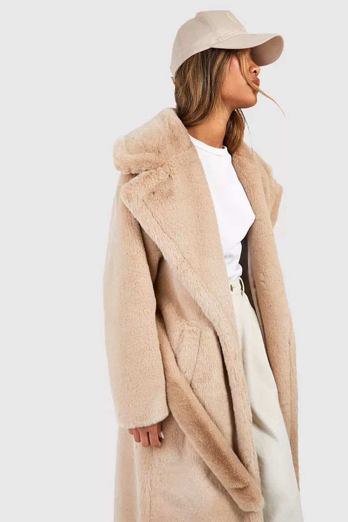 Belted Faux Fur Coat | Boohoo.com (UK & IE)
