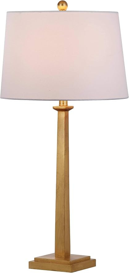 SAFAVIEH Lighting Collection – Andino Set of 2 Gold Leaf Table Lamps with White Drum Shades, 32... | Amazon (US)