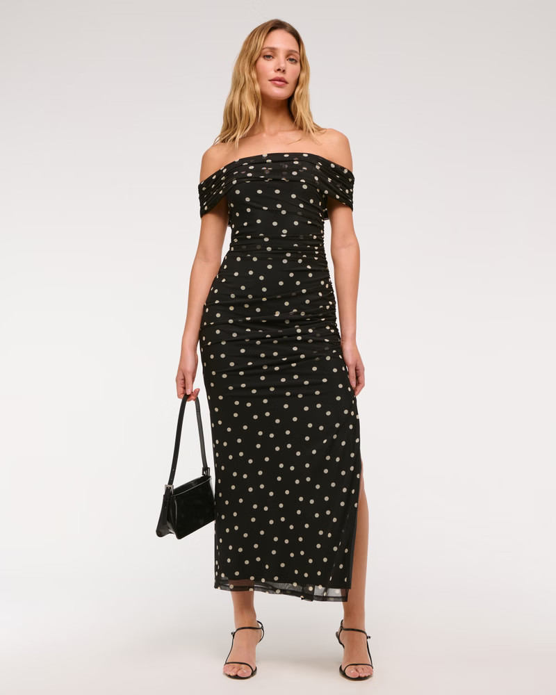 Mesh Draped Maxi Dress | Abercrombie & Fitch (US)
