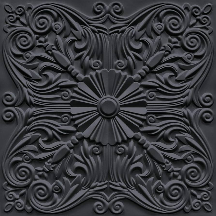 Art3d Decorative Ceiling Tile 2x2 Glue up, Lay in Ceiling Tile 24x24 Pack of 12pcs Spanish Floral... | Amazon (US)