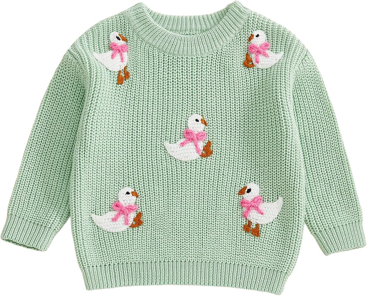 Baby Girl Cute Silly Goose Long Sleeve Crew Neck Sweater Infant Newborn Fall Outfits | Amazon (US)